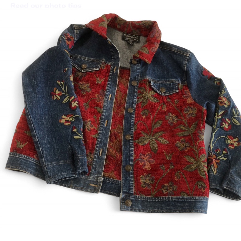 Vintage 90’s denim Red Floral Denim Jacket